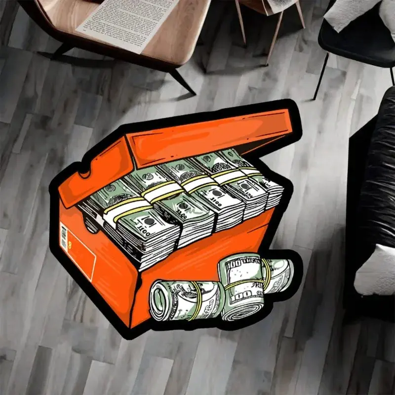 Money Box Rug, Handmade Non-Slip Decorative Carpet