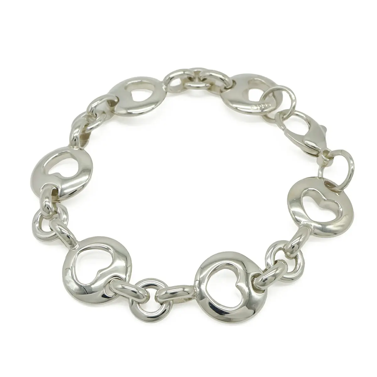 Pre-owned Tiffany & Co. Sterling Silver 925 (Ag925) Small Leather Goods Pierced Heart Ag925 Bracelet