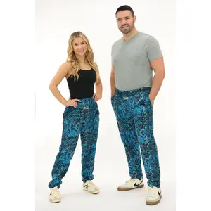 Zubaz Adult Unisex Z88 Snake Pant, NAVY/LIGHT BLUE