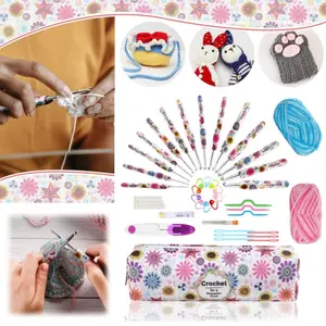 16 Pcs Crochet Hooks Set, 14 Sizes 2.25mm(B)-10mm(N) Ergonomic Handle for Arthritic Hands, Soft Rubber Grip Knitting Needles Kit for Crochet Beginners, Knitting Enthusiasts