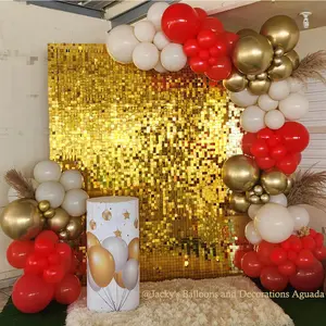 Gold Shimmer Sequin Backdrop Wall Panels For Birthday Wedding Baby Shower Bridal