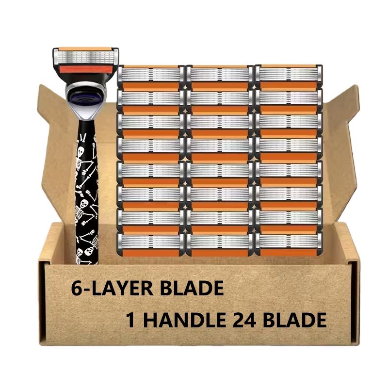 Men's Razor Blade Replacement Set, Includes 24 Stainless Blades and 1 ...