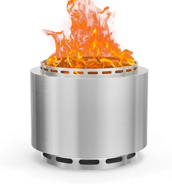 19 Inch Patio Fire Pit Outdoor Smokeless Fire Pit Portable Stainless Steel Fire Pit Patio Smokeless Stove for Backyard Garden Camping Safety