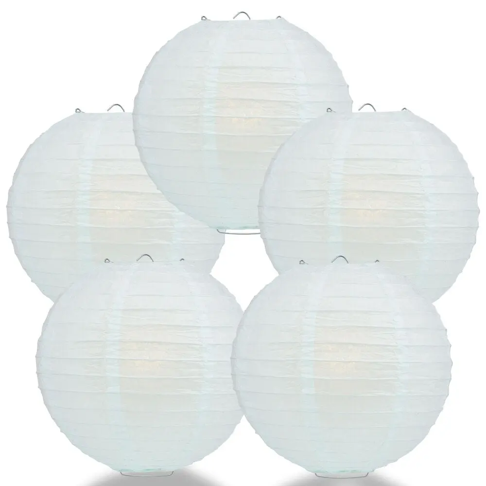 CLOSEOUT 5-Pack 36 Inch Arctic Spa Blue Jumbo Parallel Ribbing Round Paper Lantern