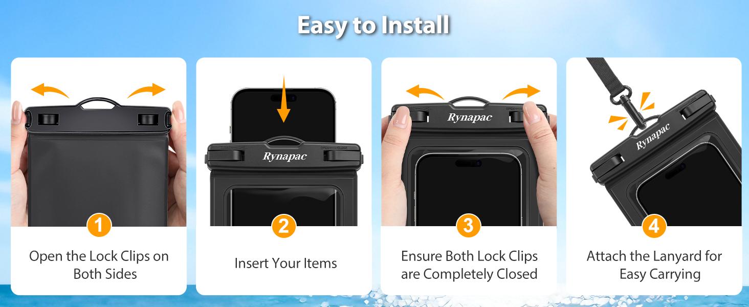 Waterproof Phone Pouch - 2 Pack, IPX8 Waterproof Phone Case with Lanyard for Smartphones, Cell Phone Dry Bag for Beach Vacation Travel Cruise Essentials, Touch Screen, Up to 8.5"