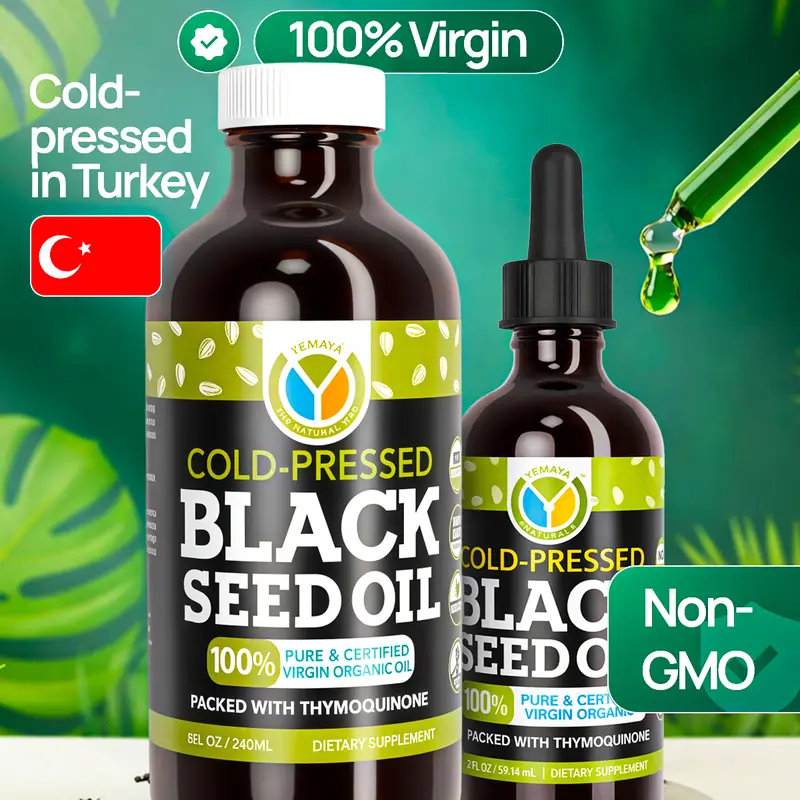 NEW Virgin Black Seed Oil | Yemaya Organic - Cold Pressed | 100% Pure Nigella Sativa | Glass Bottle | Non-GMO