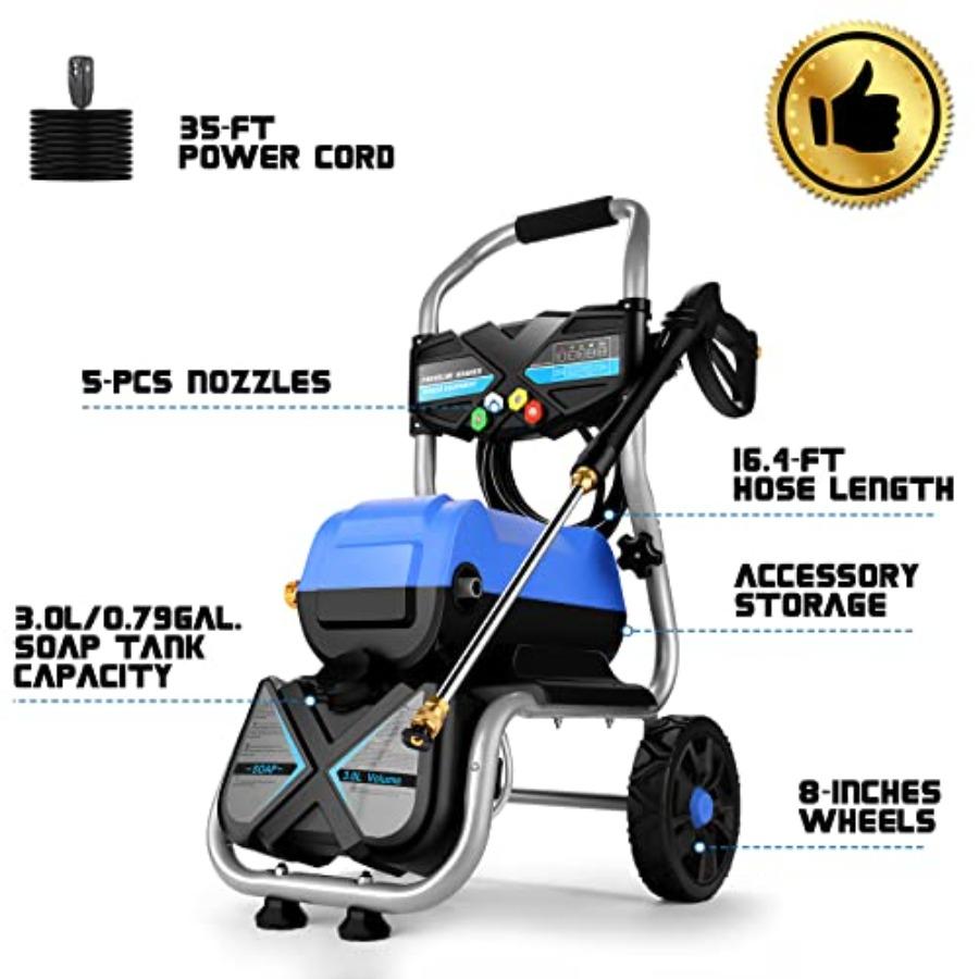 Pressure WasherMAX 5000 PSI Electric Power Washer 1800W 4.0 GPM High Pressure Washer Professional Washer Cleaner with 5 Nozzles