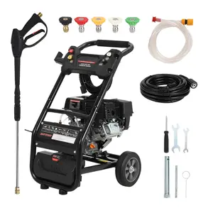 Garvee 3600PSI 2.6GPM Gas Pressure Washer, Gas Power Washer with Wheels Easy to Move, Commercial High Pressure Washer with 26 Ft Hose&5 Nozzle  for Patio Garden Yard Vehicle Pools