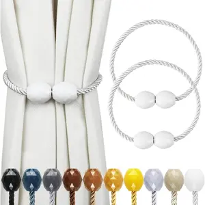 2 Pack White Strong Magnetic Curtain Tiebacks Decorative Elegant Holdbacks for Outdoor Drapes