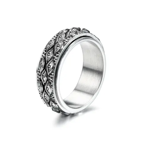 GTHIC Rotating Evil Eye Stainless Steel Modern Spin Ring - Unisex Fashion Ring Jewelry with Symbolic Meaning, Protection Against Negative Energy, Valentine’s Day Gift, Daily Wear