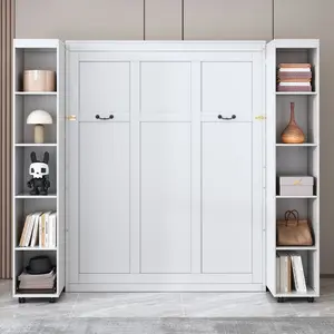 Queen Murphy Bed Wall Bed with Storage Doors, White
