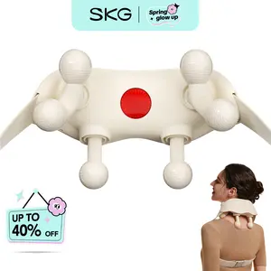 SKG Wireless Neck Massager with 3D Kneading, Red Light & Heat – 6 Modes Massage for Deep Tissue Pain Relief – Ergonomic Fit, – Ideal for Office, Home Use