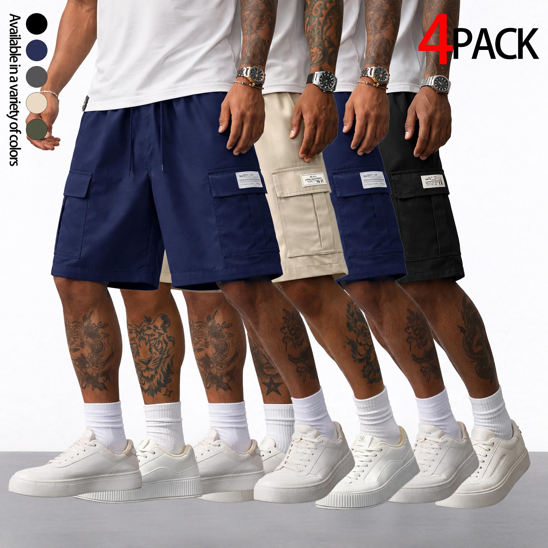 Men’s cargo shorts — heavyweight streetwear brand with multiple pockets, a loose fit that blends hip-hop urban style with practical workwear aesthetics. Suitable for everyday casual wear, fitness training, skateboarding, hiking and mountaineering, and var