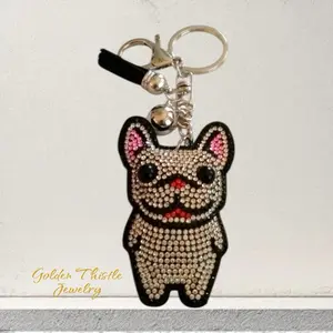 French Bull Dog Bling Rhinestone Keychain / bag charm            ~NEW~