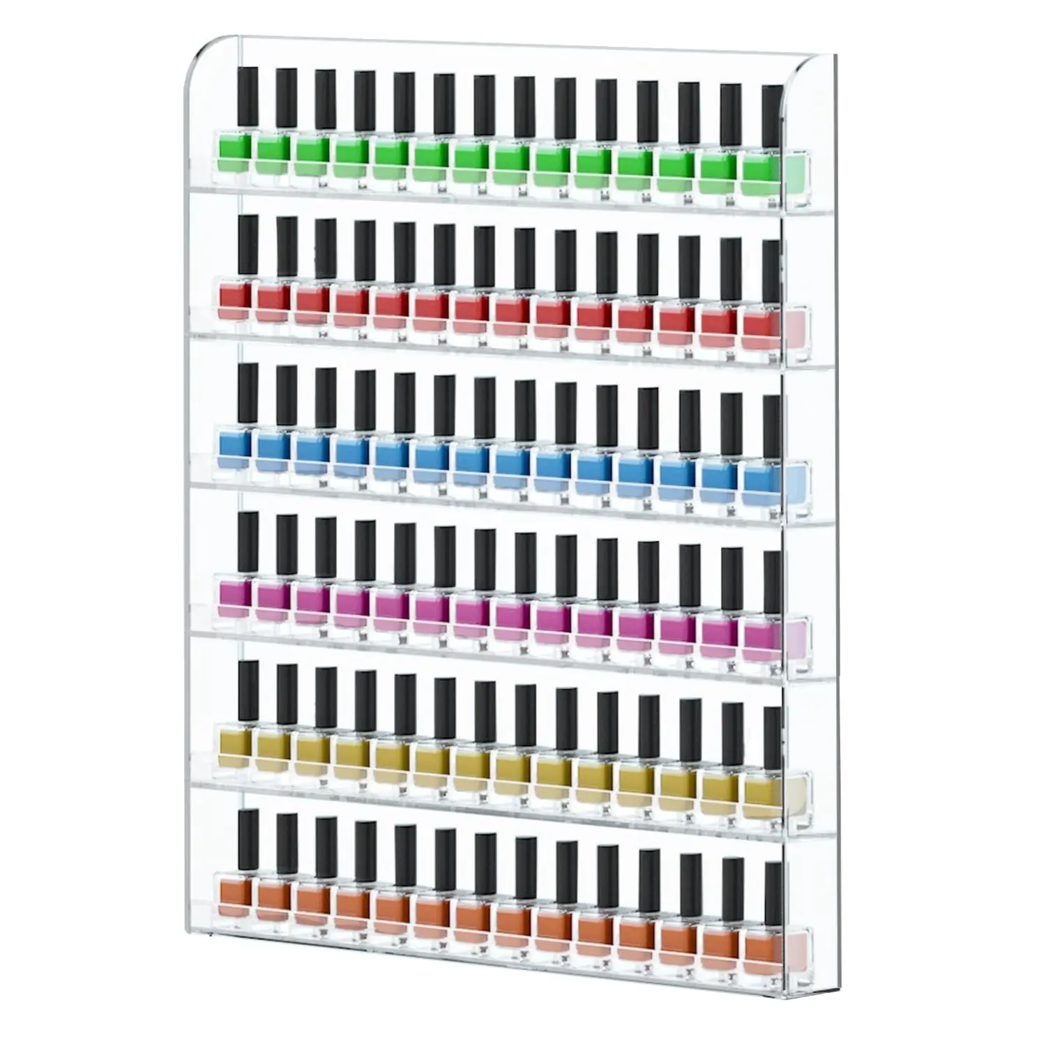 20 * 24 Inch  Polish Wall Racks 1 Pack, Hold Up to 120 Bottles,Clear   Polish Shelf Organizer Wall Mounted 6 Rows (1)