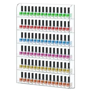 20 * 24 Inch  Polish Wall Racks 1 Pack, Hold Up to 120 Bottles,Clear   Polish Shelf Organizer Wall Mounted 6 Rows (1)