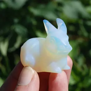 1.75in Opalite Carved Crystal Rabbit, Realistic Rabbit Crystal Carving