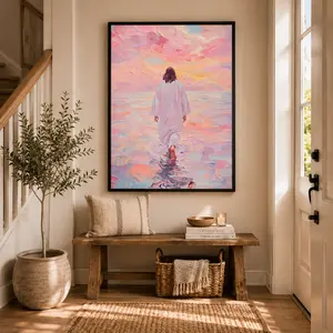 Jesus Walking on Water Canvas Painting Religious Wall Art, Wall Decor for Home Living Room Bedroom, Home Decor, Poster,Stylish Religious Decor