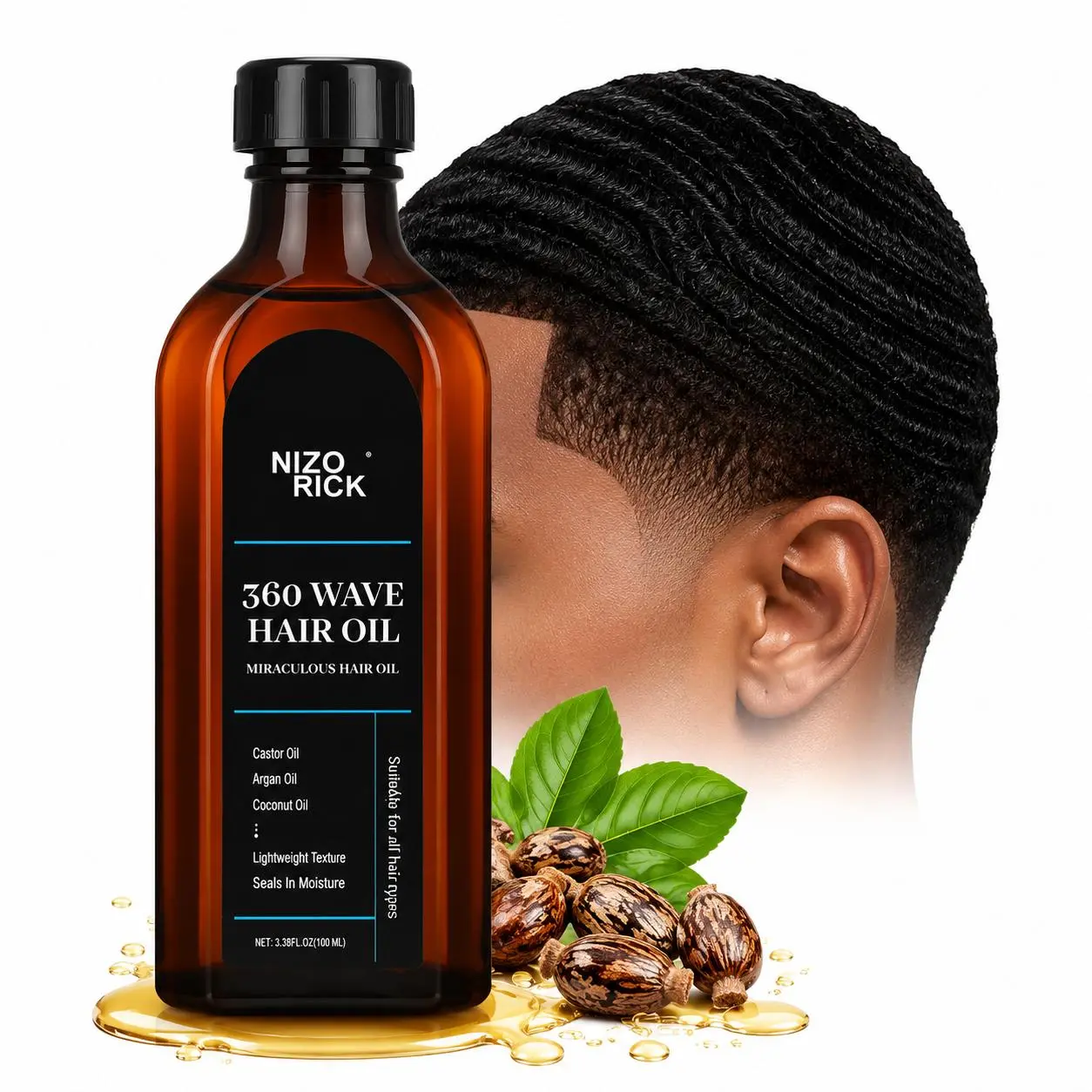 360 Wave Oil for Men – Strong Hold Water-Based Styling for Defined Waves | Non-Greasy Finish, 100ml Hair Care Curly Haircare Hair Styling Agent Coily Hair Hairoil Hair Oil Treatment