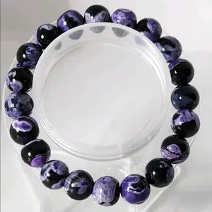 Purple Orca Agate Crystal Bead Bracelet