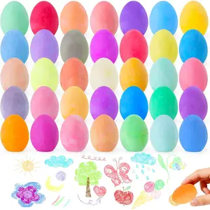 36 Pack Easter Sidewalk Chalks Bulk 36 Solid Colors Chalk Eggs for Kids Easter Basket fillers Colorful Egg Chalk Outdoor Toddler Kids Easter Hunt Classroom School Chalkboard Playground Drawing Party