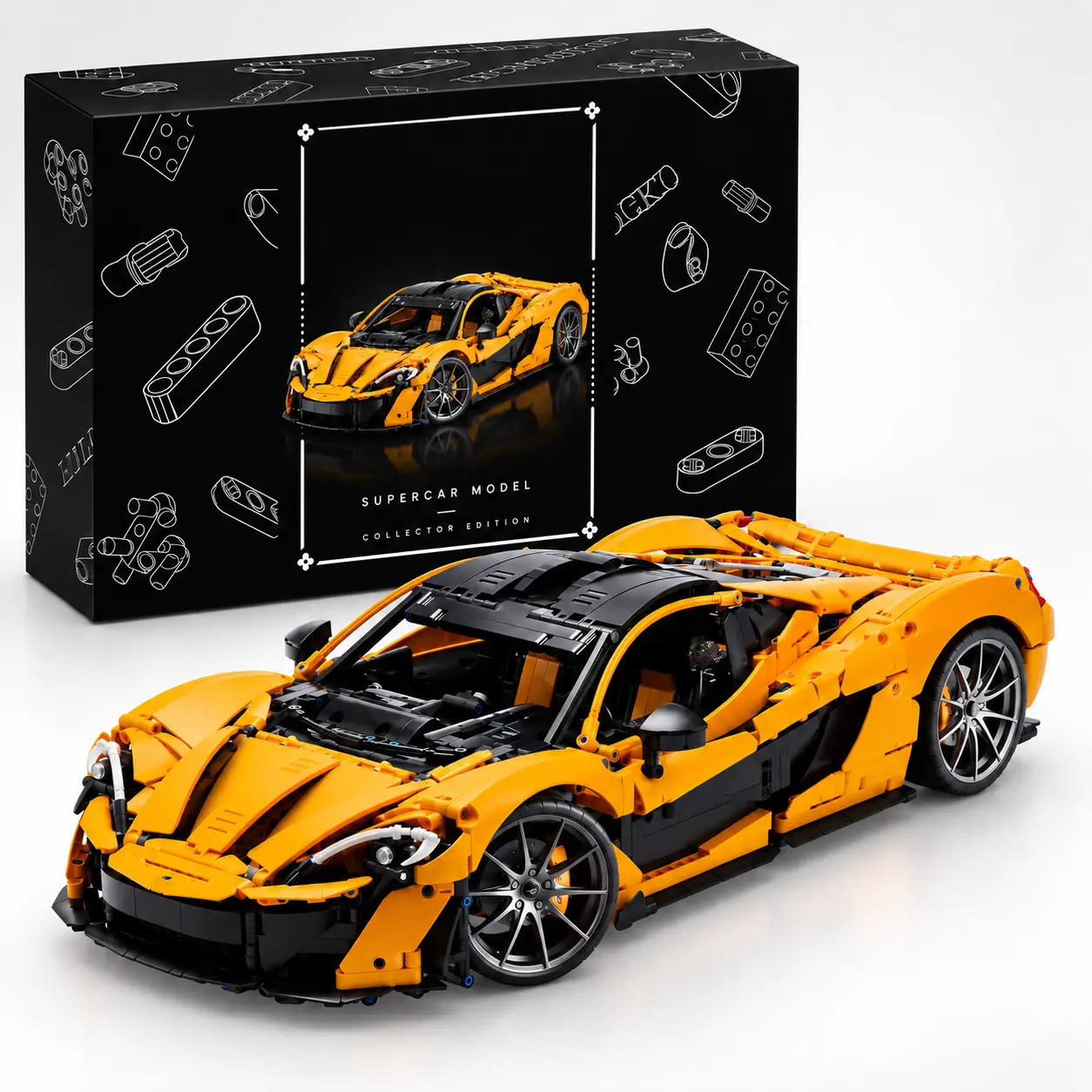 1:8 Scale Collectible Sports Car Model, 3893-Piece Building Kit for Adults with Detailed Engine, Display Model for Car and Motorsport Enthusiasts