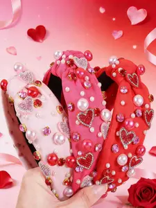 This beautiful women's Valentine's Day headband, Chic headbands, adorned with rhinestones and imitation pearls, is the perfect gift for friends and family, suitable for elegant occasions, everyday wear, Valentine's Day