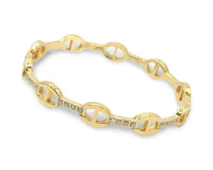 Scarlett Bangle - Elegant Stainless Steel & Zirconia Vacuum Gold Plated Bangle