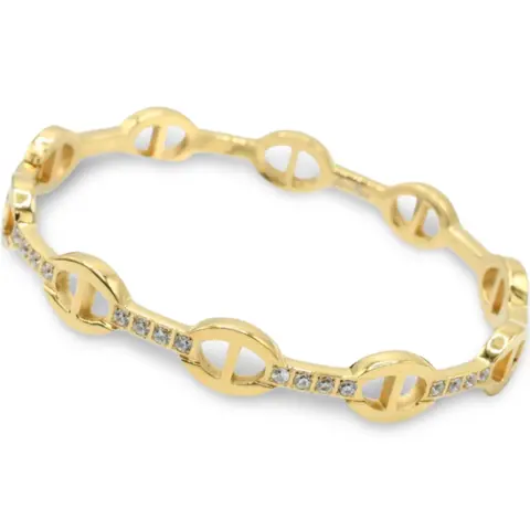 Scarlett Bangle - Elegant Stainless Steel & Zirconia Vacuum Gold Plated Bangle