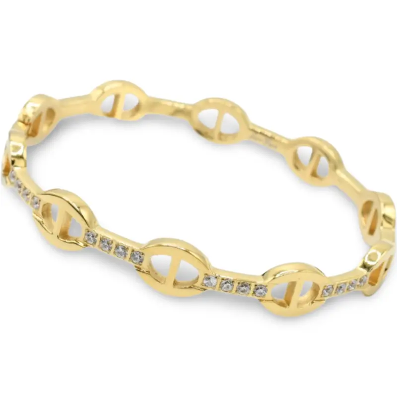 Scarlett Bangle - Elegant Stainless Steel & Zirconia Vacuum Gold Plated Bangle