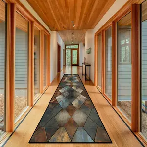 Geometric Pattern Kitchen Runner Rug, Modern Area Rug, 1 Count Non-slip Soft Floor Mat, Decorative Carpet for Home Living Room Bedroom Kitchen Study Room