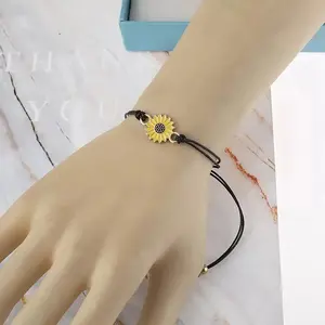 "Sunny Days Ahead - Adjustable  Sunflower Charm Bracelet Set"