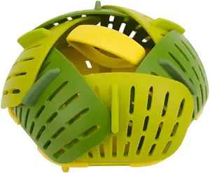 Bloom Folding Steamer Basket for Vegetables Expandable for Various Pans Compact Storage with Handle Green Color