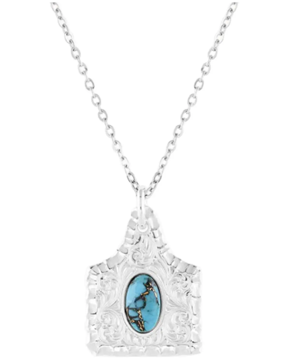 Montana Silversmiths Women's Women'S Chiseled Cow Tag Turquoise Necklace - Nc5398