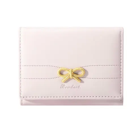 EunoiaLens Women's Fashionable Stylish Inexpensive Card-Size Compact Wallet - Cute Cardholder, Plain Bow Accent, Quick ID Window, Lightweight Luggage & Bags Accessory, Christmas Gift for Women, Fashionable Wallet