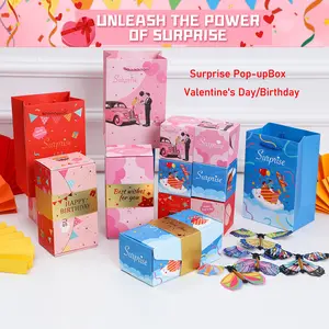 20 Bounces Surprise Gift Box with  Flying Butterfly Toys  Explosion Unique Folding Bouncing Red Envelope Cash Box  for Valentine's Day Gift Birthday Anniversary Christmas and Proposal