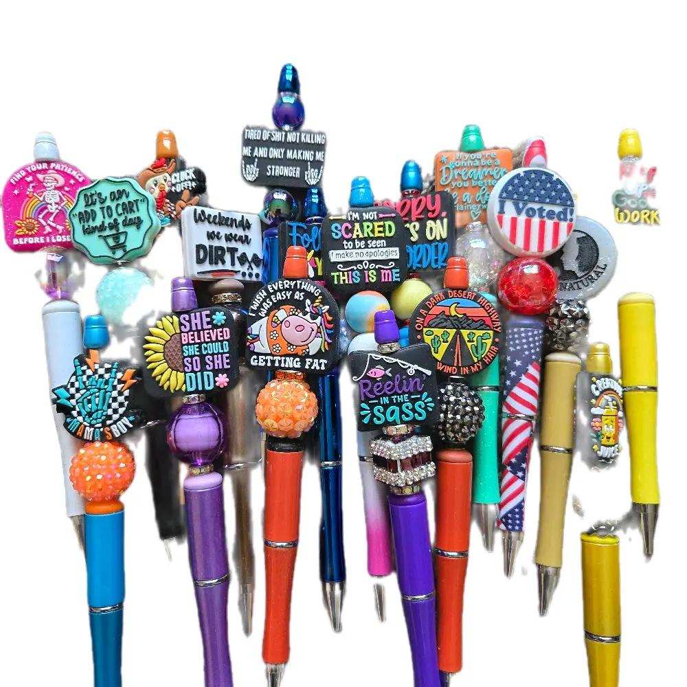 Beaded Pens with Phrases - Unique Handmade Designs for Stylish Office Stationery - Perfect Gift for Practical & Functional Office Supplies