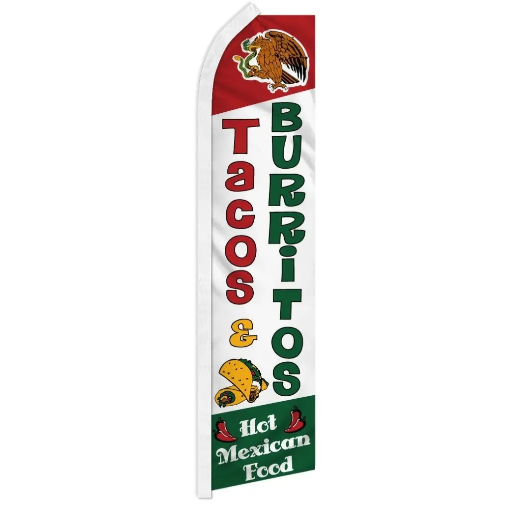 Tacos & Burritos Themed Large Polyester Banner, Wind-Resistant Party Decoration Supplies, Outdoor Sign Banner for Festive Backdrops & Home Use, Yard Sign Banner