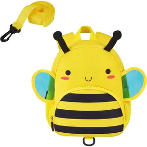 BY-046   Toddler Backpack for Girls 2-4 Neoprene Unicorn Backpack with Kids Leash, 3D Cartoon Preschool Kindergarten Bookbag for Pre-k, Pink