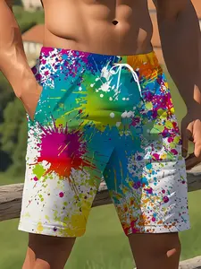 Men's Beach Shorts Summer Vacation Printed Swim Trunks, Quick-Dry Casual Graphic Shorts, Slim-Fitting Above the Knee Pants, Swimwear Shorts