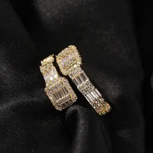 [ICE HUE]18K Gold Vacuum Plated Copper with 5A+ Sri Lanka Zircon Squared drill Ring Miami Italy Mexico & Micro Inspired for Women & Men Luxury Jewelry,Daily Wear,Casual Fashion,Gift Idea,,Classic,Hip Hop,Simple,Sporty Style