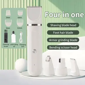 Pet Clippers for Grooming 4-in-1 ABS Body Paw Trimmer Low Noise Waterproof Shaver Rechargeable Electric Tool for Dogs Cats Home Use