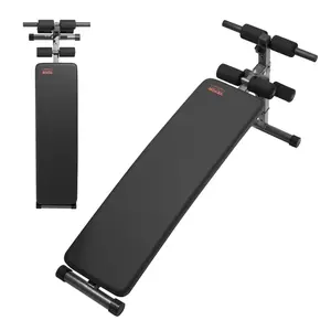 【FathersDayGift】VEVOR Sit Up Bench, Folding Curved Decline Ab Bench, with 5 Adjustable Height Settings, Heavy-Duty Steel, Non-Slip Design, 500 Lbs Capacity for Home Gym Workouts, Strength Training, Full Body Muscles