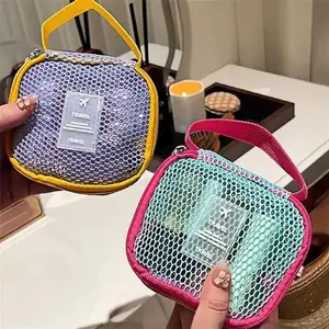 Large Capacity Lightweight Mesh Breathable Makeup Bag Simple Toiletry Bag Cosmetics Portable Storage Bag Travel Toiletry Bag