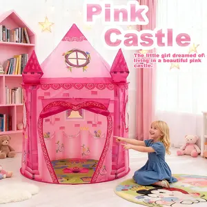 Pink princess Tent, kids play tent, foldable and portable for easy storage. Suitable for both indoor and outdoor use, it is the perfect gift for children.