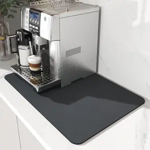 Dish Drying Mat for Kitchen Counter - Absorbent Rubber Backed Coffee Mat, Hide Stain, Fits Under Coffee Maker Espresso Machine Pot Dish Rack, 12x19 Inches, Dark Grey
