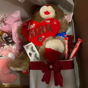 Gift Basket with Teddy Bear Heart Be Mine Message and Assorted Treats Perfect for Romantic Occasions Snack Set