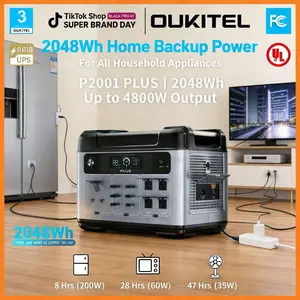 OUKITEL Home Backup & Emergency Power2048Wh | 2400W (Peak 4800W)USB-C, Folding Solar Panel & 1-Hour Fast Charging Solar Generator with LiFePO4 Battery, USB-C, Folding | High Output powered