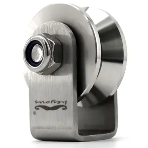 V Groove Wheel 304 Stainless Steel Groove Wheel, Heavy Duty Track Wheel, Rigid Caster Sliding Gate Roller Wheel ,Double Bearing for Swing Sliding, GateCable Pulley Wheel