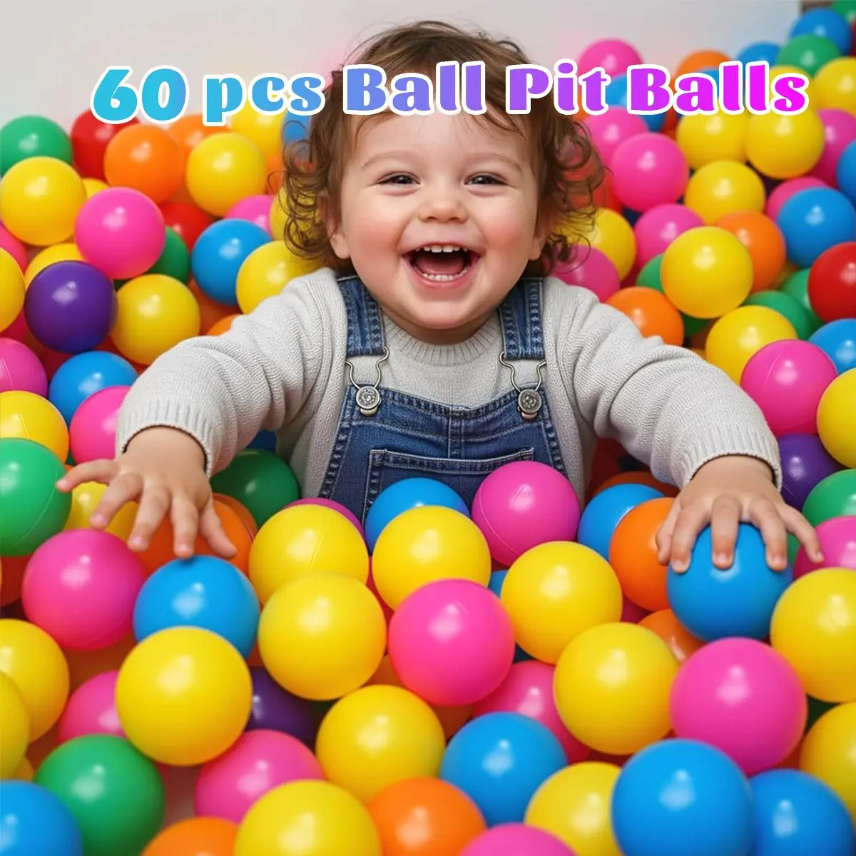 60 Pcs Ball Pit Balls, 2.17 Inch Plastic Playpen Balls, Multi-Colored Bounce House Balls, Kids' Imagination Toys, Party Decorations, Ball Pit Fun, Ball Set